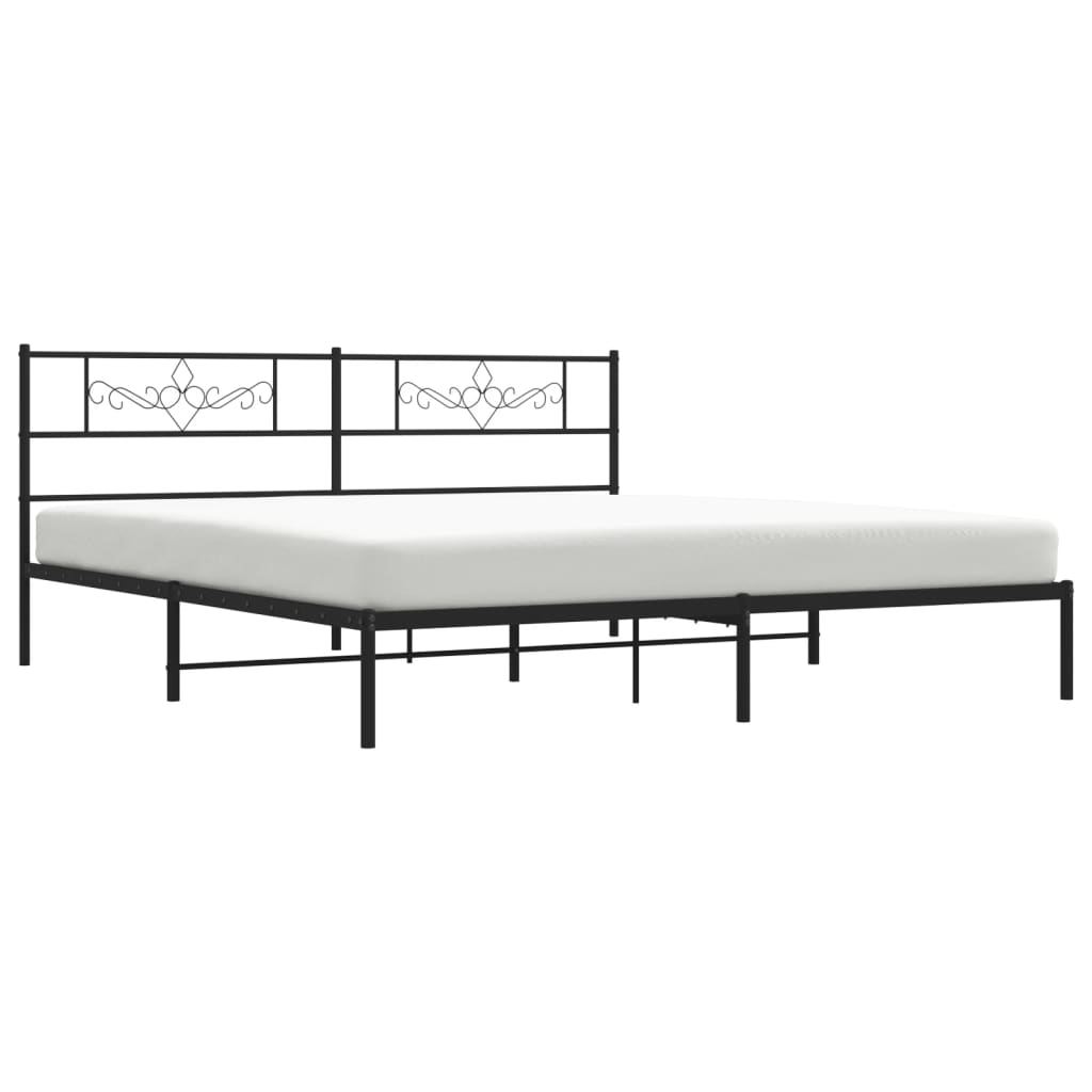 Bedframe met hoofdbord metaal zwart 200x200 cm is nu te koop bij PeponiXL, paradijselijk wonen!