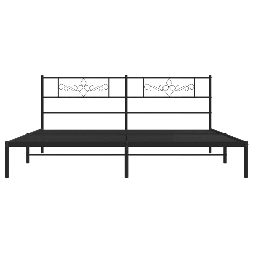 Bedframe met hoofdbord metaal zwart 200x200 cm is nu te koop bij PeponiXL, paradijselijk wonen!