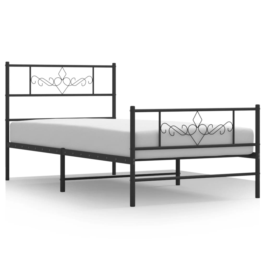 Bedframe met hoofd- en voeteneinde metaal zwart 80x200 cm is nu te koop bij PeponiXL, paradijselijk wonen!