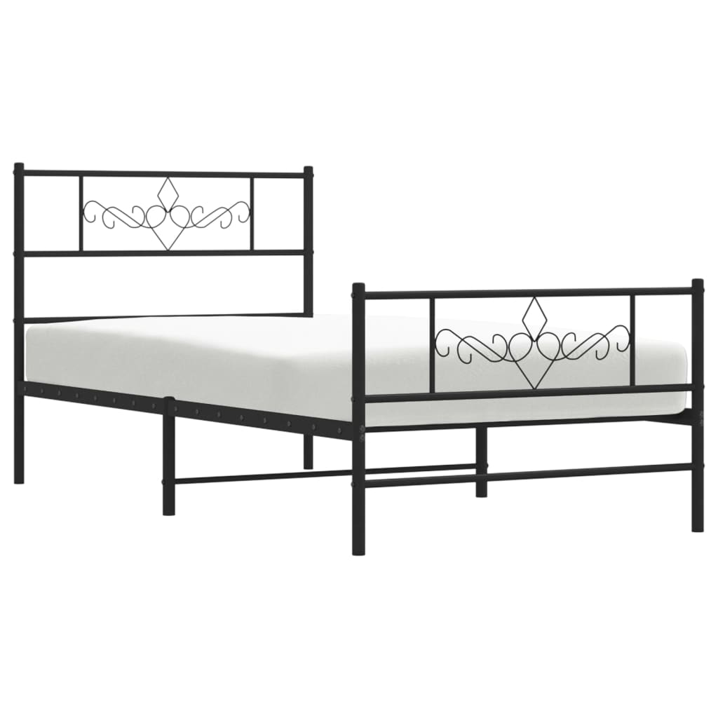 Bedframe met hoofd- en voeteneinde metaal zwart 80x200 cm is nu te koop bij PeponiXL, paradijselijk wonen!