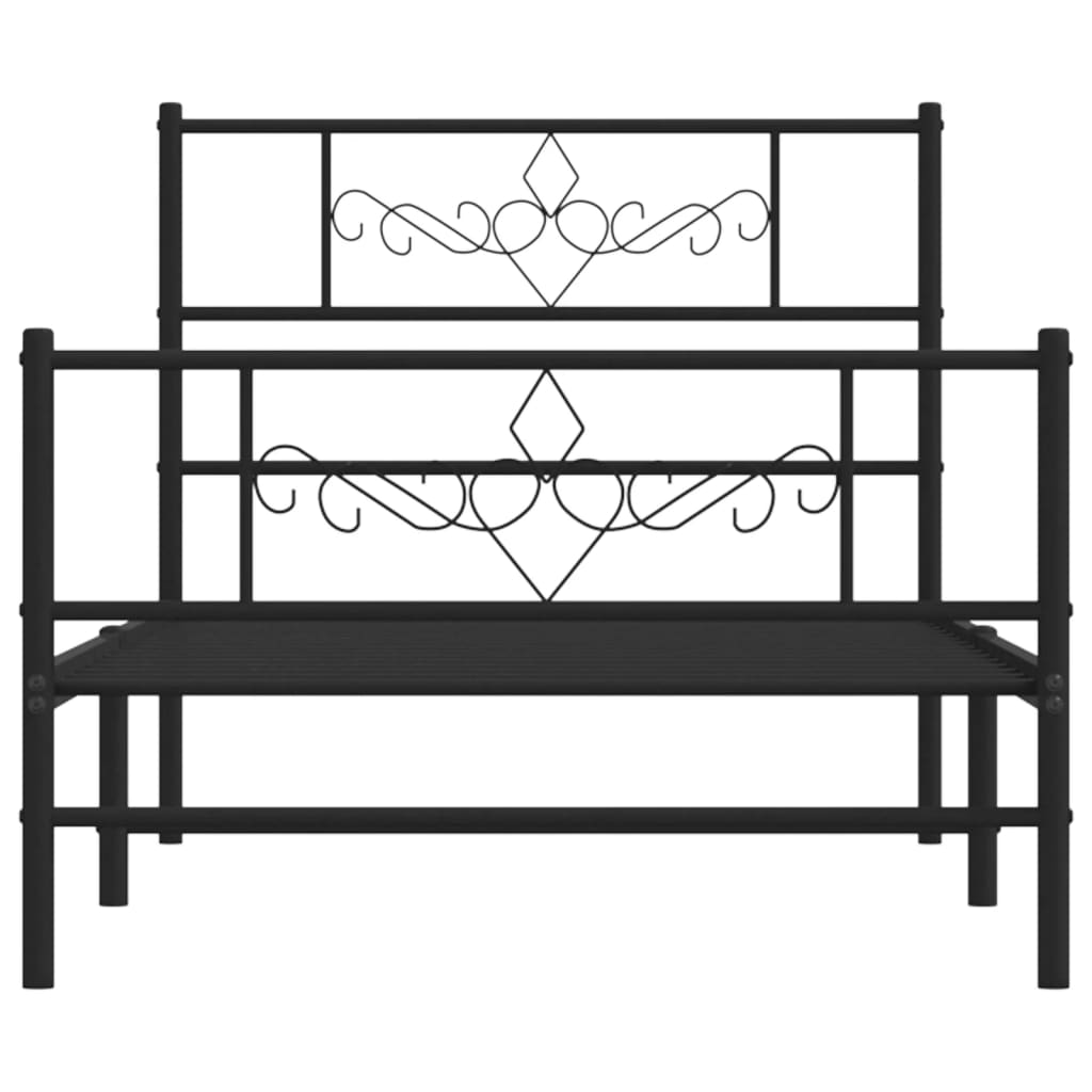 Bedframe met hoofd- en voeteneinde metaal zwart 80x200 cm is nu te koop bij PeponiXL, paradijselijk wonen!