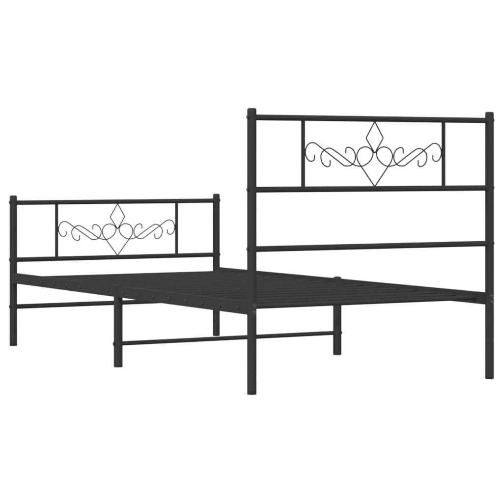 Bedframe met hoofd- en voeteneinde metaal zwart 80x200 cm is nu te koop bij PeponiXL, paradijselijk wonen!