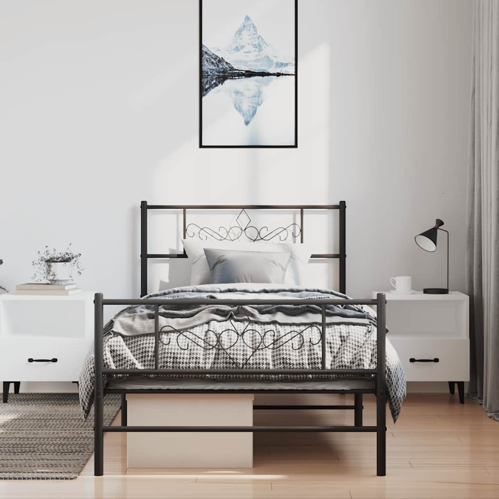 Bedframe met hoofd- en voeteneinde metaal zwart 100x190 cm is nu te koop bij PeponiXL, paradijselijk wonen!