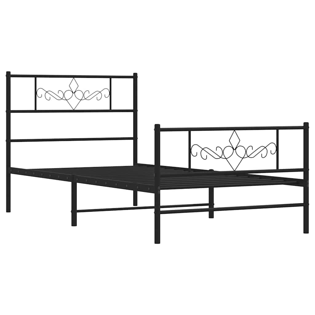 Bedframe met hoofd- en voeteneinde metaal zwart 100x200 cm is nu te koop bij PeponiXL, paradijselijk wonen!