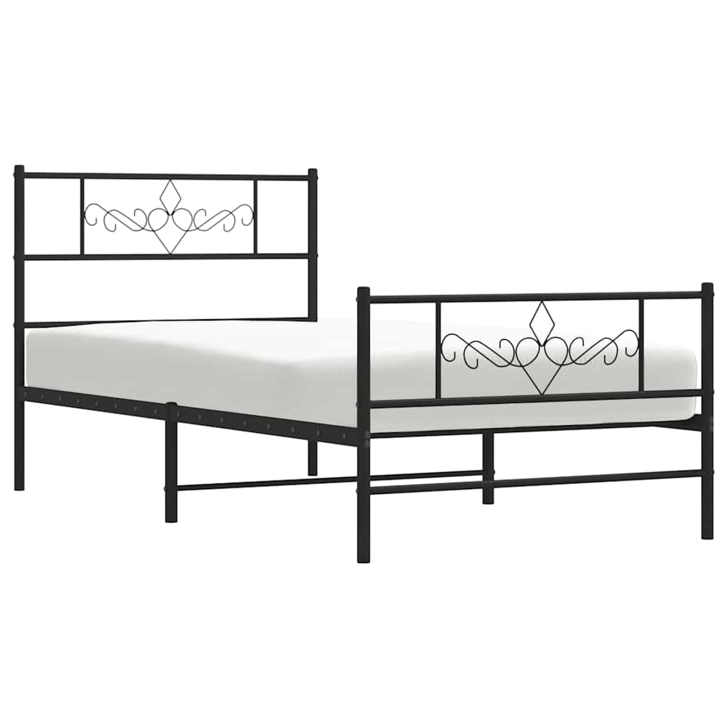 Bedframe met hoofd- en voeteneinde metaal zwart 100x200 cm is nu te koop bij PeponiXL, paradijselijk wonen!