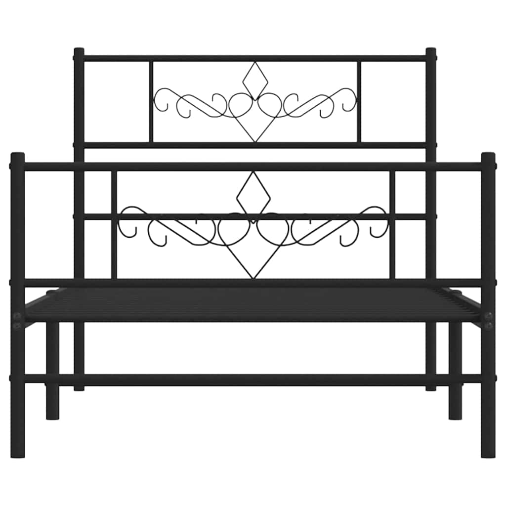 Bedframe met hoofd- en voeteneinde metaal zwart 100x200 cm is nu te koop bij PeponiXL, paradijselijk wonen!