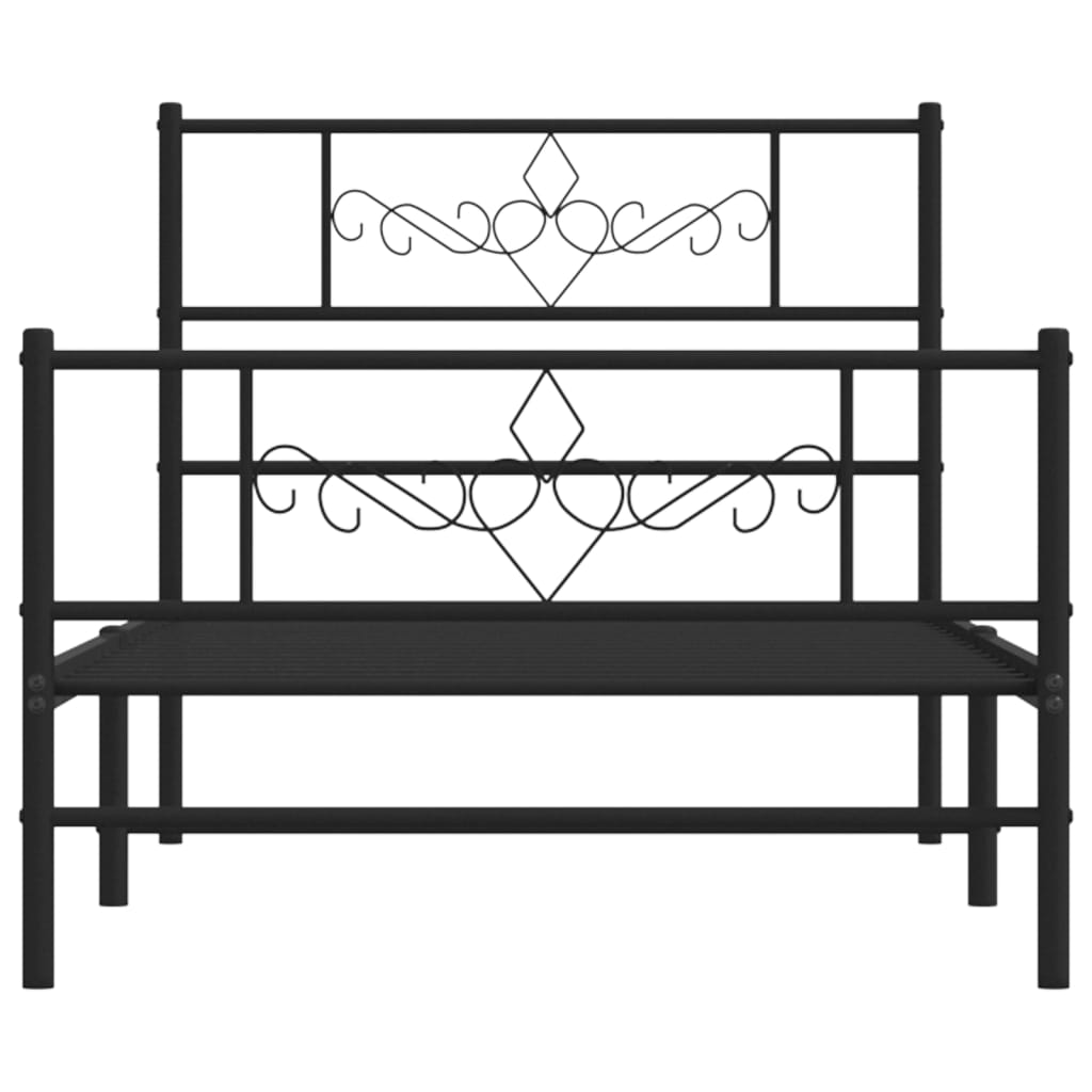 Bedframe met hoofd- en voeteneinde metaal zwart 107x203 cm is nu te koop bij PeponiXL, paradijselijk wonen!