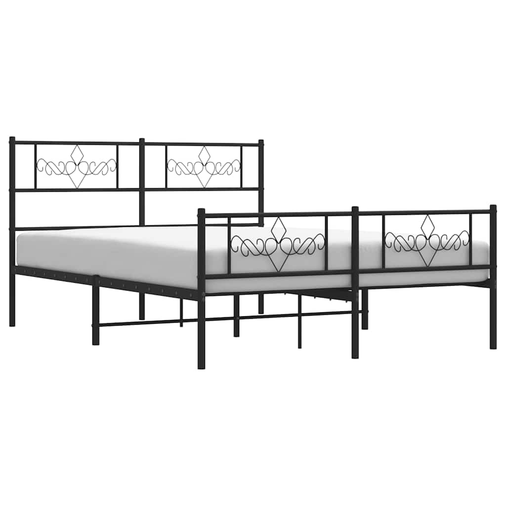 Bedframe met hoofd- en voeteneinde metaal zwart 135x190 cm is nu te koop bij PeponiXL, paradijselijk wonen!