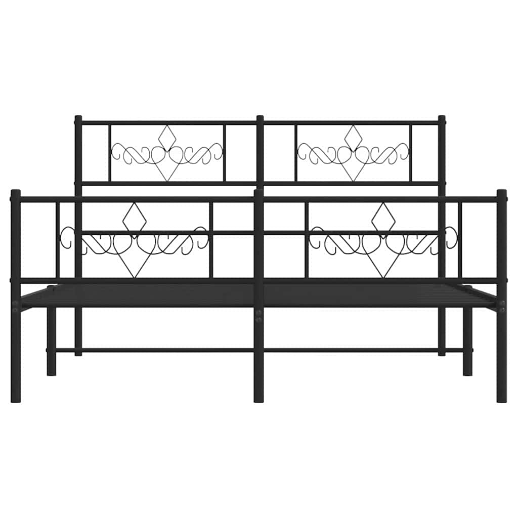 Bedframe met hoofd- en voeteneinde metaal zwart 135x190 cm is nu te koop bij PeponiXL, paradijselijk wonen!