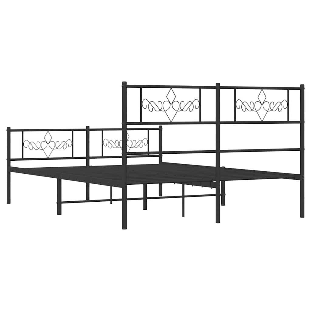 Bedframe met hoofd- en voeteneinde metaal zwart 135x190 cm is nu te koop bij PeponiXL, paradijselijk wonen!