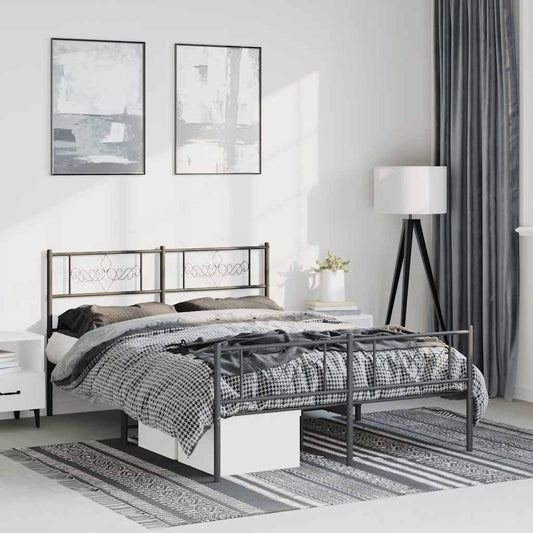 Bedframe met hoofd- en voeteneinde metaal zwart 135x190 cm is nu te koop bij PeponiXL, paradijselijk wonen!