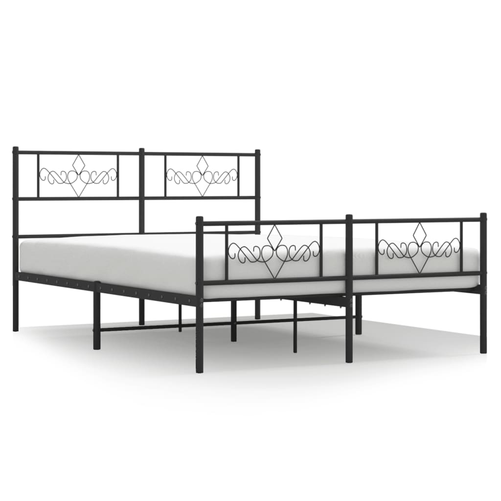 Bedframe met voetbord zonder matras metaal zwart 160x200 cm is nu te koop bij PeponiXL, paradijselijk wonen!