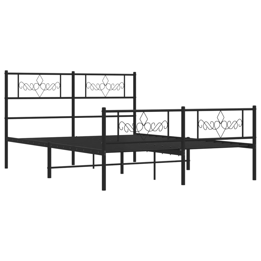 Bedframe met voetbord zonder matras metaal zwart 160x200 cm is nu te koop bij PeponiXL, paradijselijk wonen!