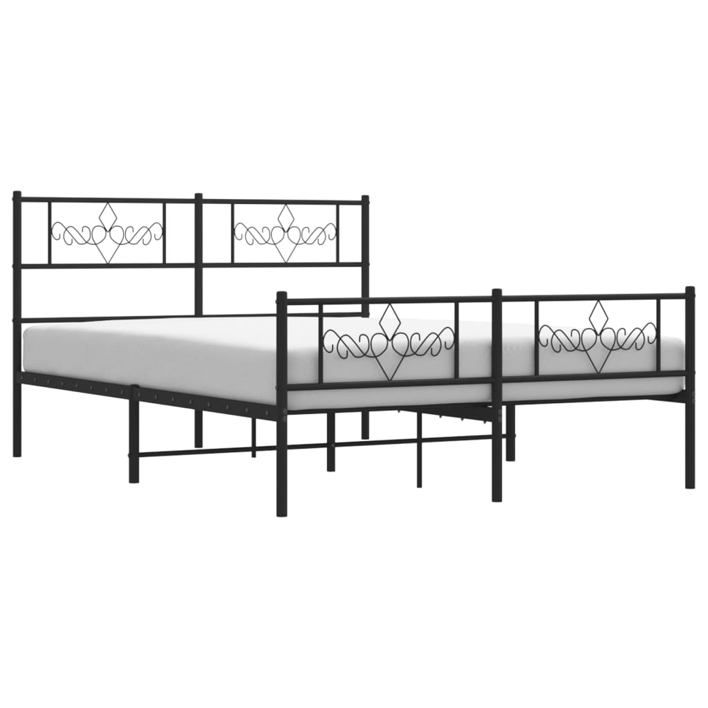 Bedframe met voetbord zonder matras metaal zwart 160x200 cm is nu te koop bij PeponiXL, paradijselijk wonen!