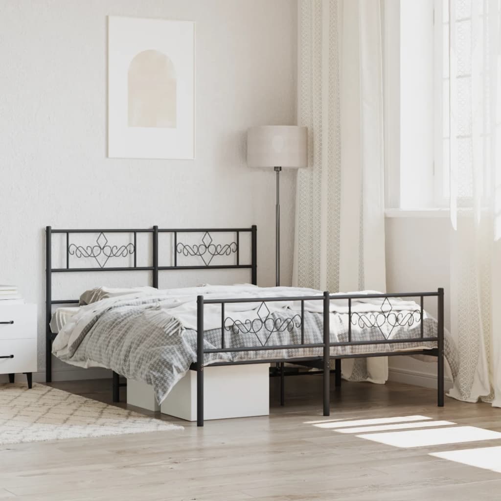 Bedframe met voetbord zonder matras metaal zwart 160x200 cm is nu te koop bij PeponiXL, paradijselijk wonen!