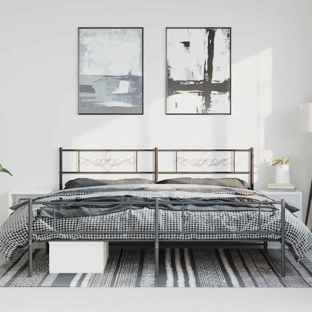Bedframe met hoofd- en voeteneinde metaal zwart 183x213 cm is nu te koop bij PeponiXL, paradijselijk wonen!
