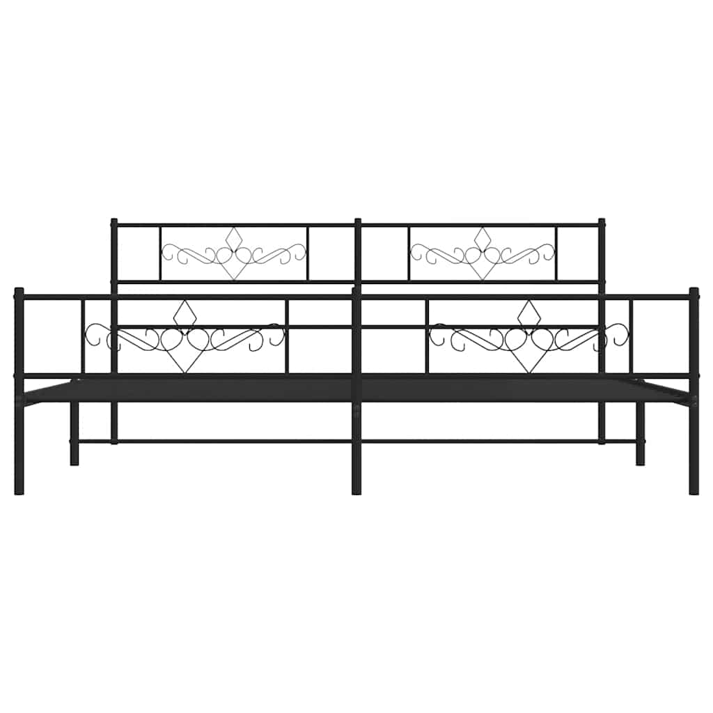 Bedframe met hoofd- en voeteneinde metaal zwart 183x213 cm is nu te koop bij PeponiXL, paradijselijk wonen!