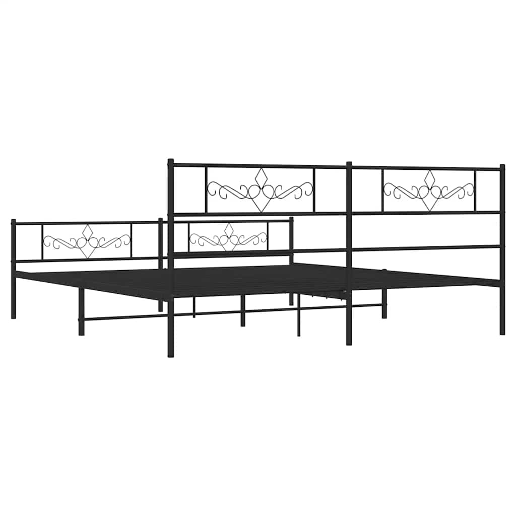 Bedframe met hoofd- en voeteneinde metaal zwart 183x213 cm is nu te koop bij PeponiXL, paradijselijk wonen!