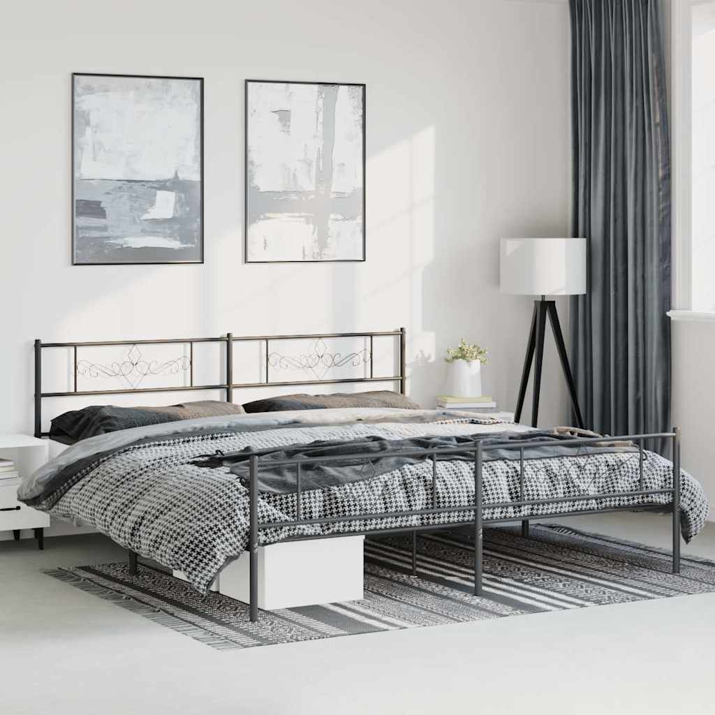 Bedframe met hoofd- en voeteneinde metaal zwart 183x213 cm is nu te koop bij PeponiXL, paradijselijk wonen!
