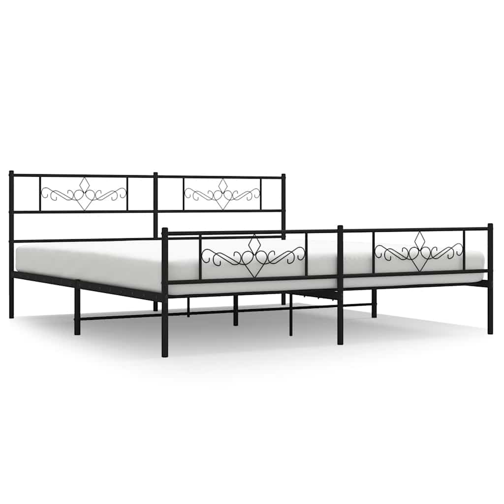 Bedframe met hoofd- en voeteneinde metaal zwart 193x203 cm is nu te koop bij PeponiXL, paradijselijk wonen!