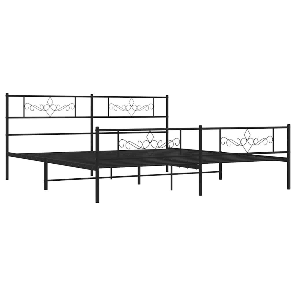 Bedframe met hoofd- en voeteneinde metaal zwart 193x203 cm is nu te koop bij PeponiXL, paradijselijk wonen!
