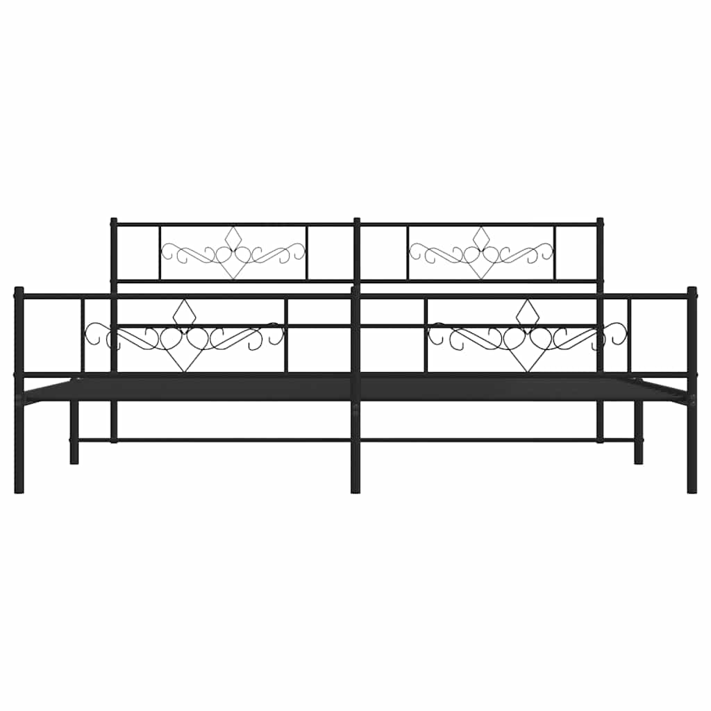 Bedframe met hoofd- en voeteneinde metaal zwart 193x203 cm is nu te koop bij PeponiXL, paradijselijk wonen!