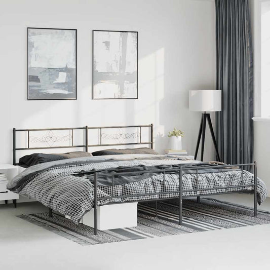 Bedframe met hoofd- en voeteneinde metaal zwart 193x203 cm is nu te koop bij PeponiXL, paradijselijk wonen!