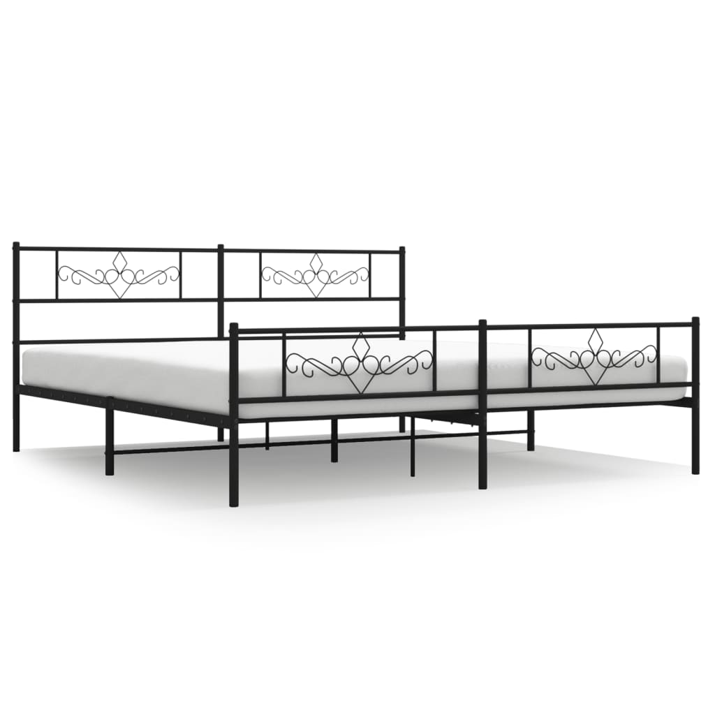 Bedframe met hoofd- en voeteneinde metaal zwart 200x200 cm is nu te koop bij PeponiXL, paradijselijk wonen!