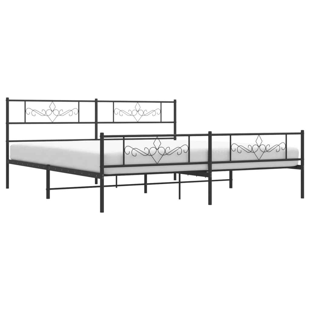 Bedframe met hoofd- en voeteneinde metaal zwart 200x200 cm is nu te koop bij PeponiXL, paradijselijk wonen!
