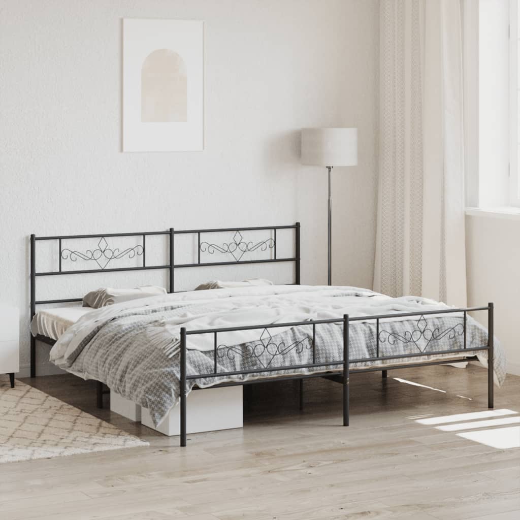 Bedframe met hoofd- en voeteneinde metaal zwart 200x200 cm is nu te koop bij PeponiXL, paradijselijk wonen!