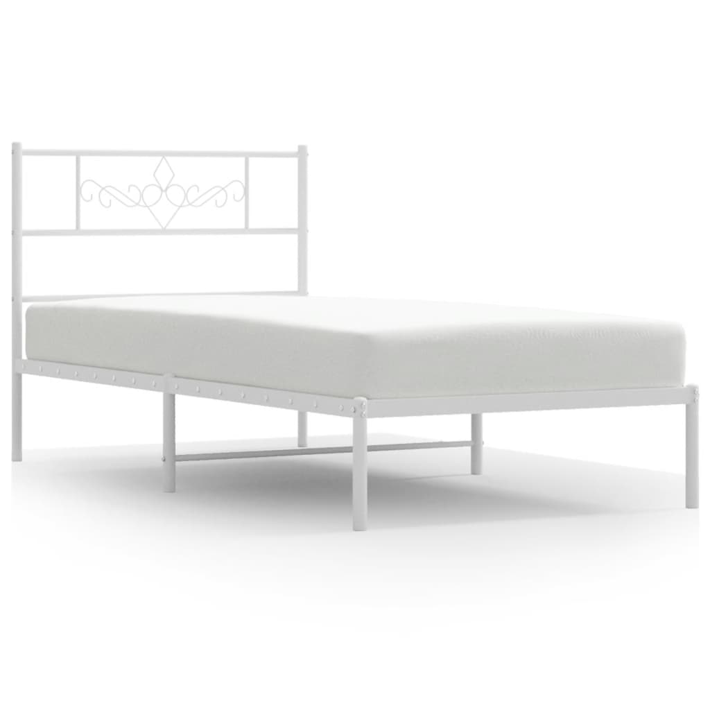 Bedframe met hoofdbord metaal wit 90x190 cm is nu te koop bij PeponiXL, paradijselijk wonen!