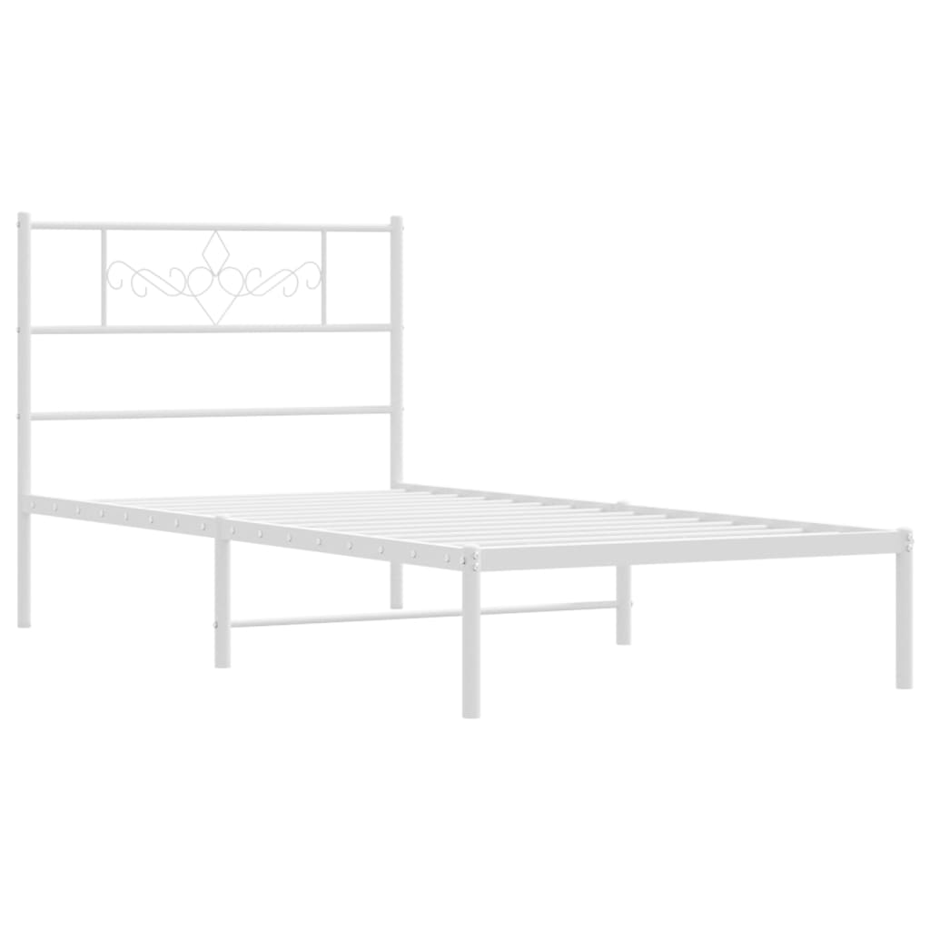 Bedframe met hoofdbord metaal wit 90x190 cm is nu te koop bij PeponiXL, paradijselijk wonen!
