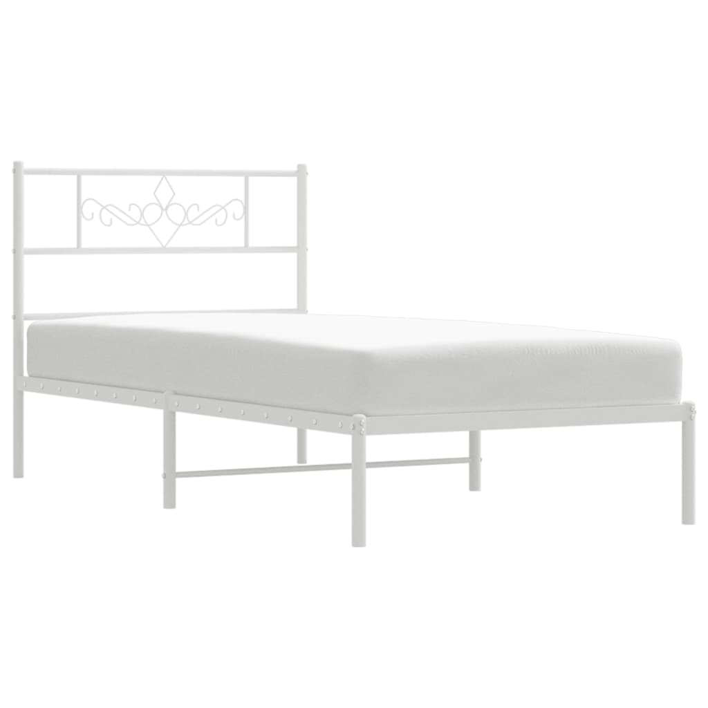 Bedframe met hoofdbord metaal wit 90x190 cm is nu te koop bij PeponiXL, paradijselijk wonen!