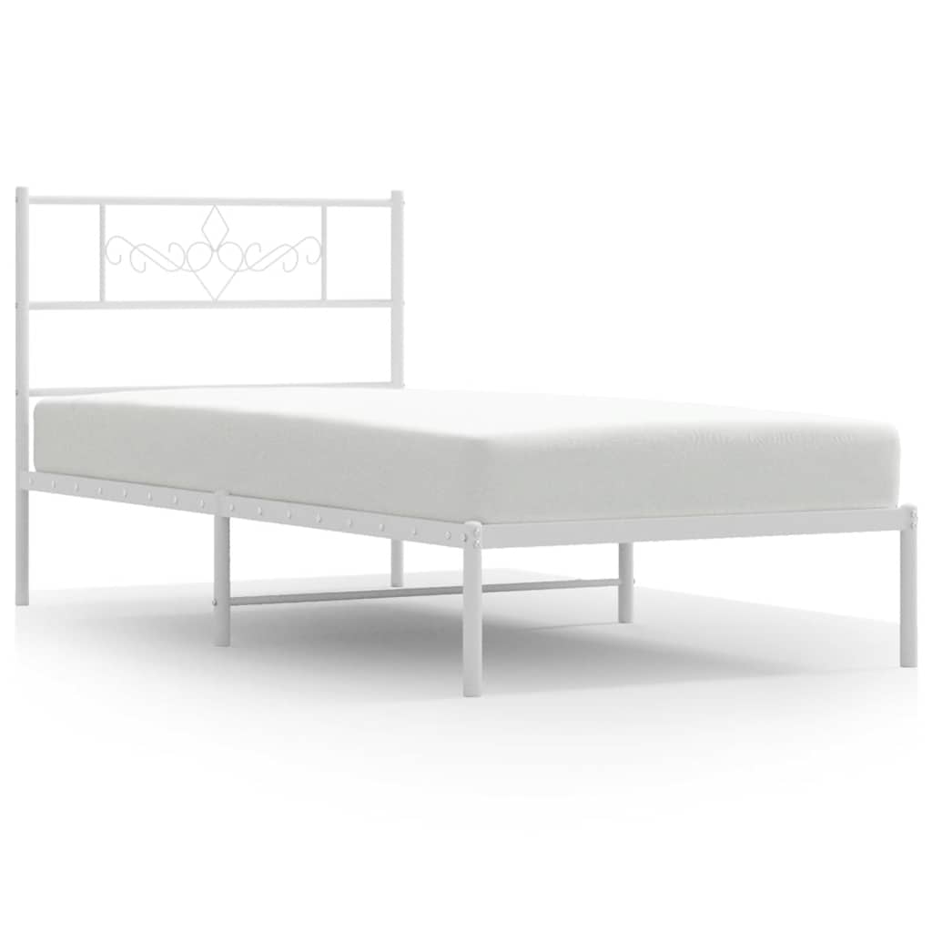Bedframe met hoofdbord metaal wit 100x190 cm is nu te koop bij PeponiXL, paradijselijk wonen!