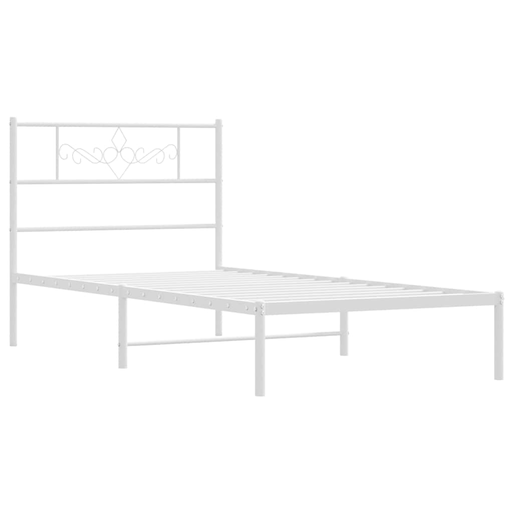 Bedframe met hoofdbord metaal wit 100x190 cm is nu te koop bij PeponiXL, paradijselijk wonen!