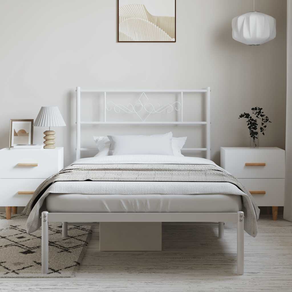 Bedframe met hoofdbord metaal wit 100x190 cm is nu te koop bij PeponiXL, paradijselijk wonen!