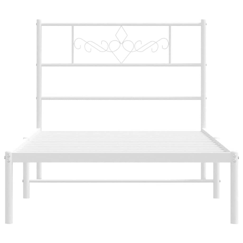 Bedframe met hoofdbord metaal wit 100x190 cm is nu te koop bij PeponiXL, paradijselijk wonen!