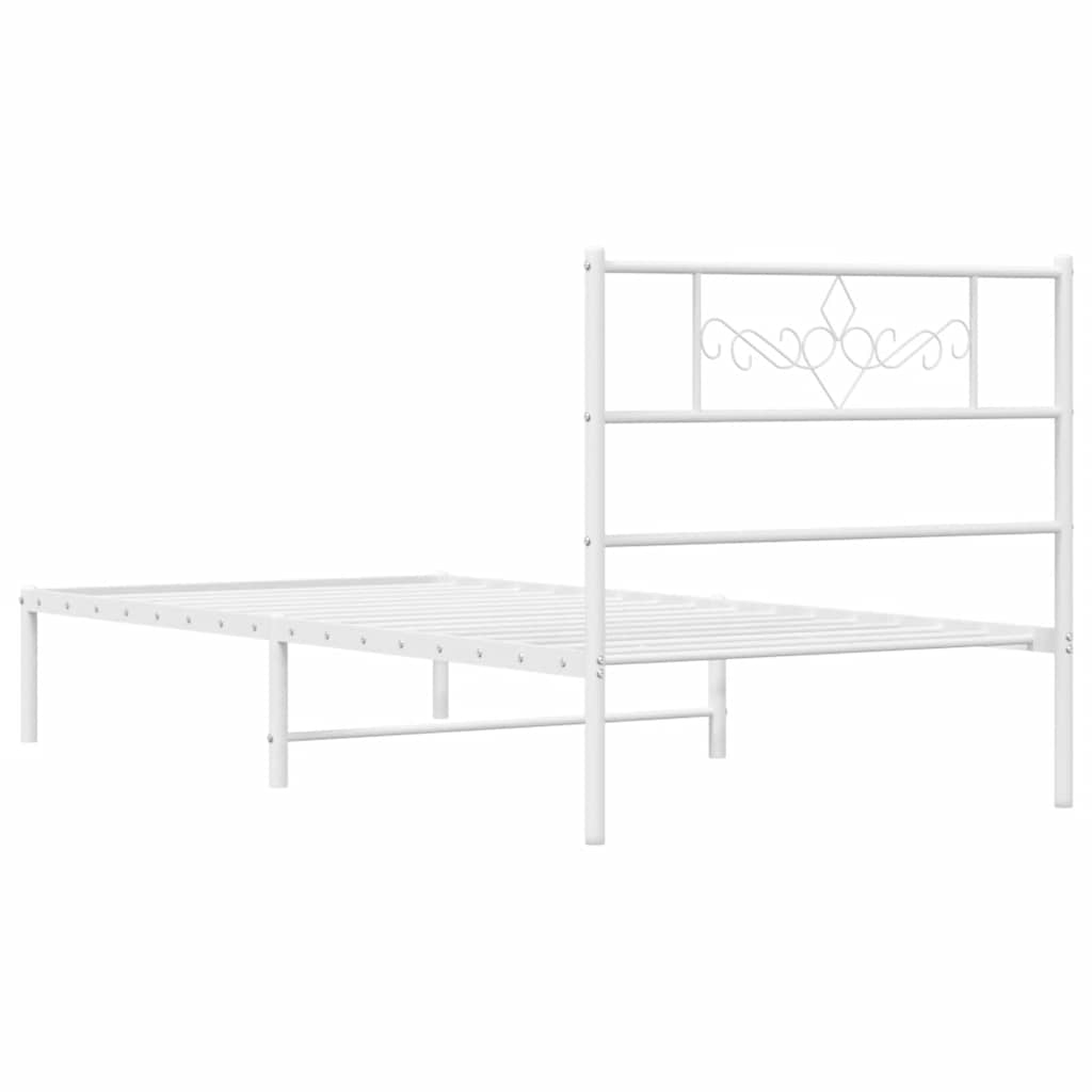 Bedframe met hoofdbord metaal wit 100x190 cm is nu te koop bij PeponiXL, paradijselijk wonen!