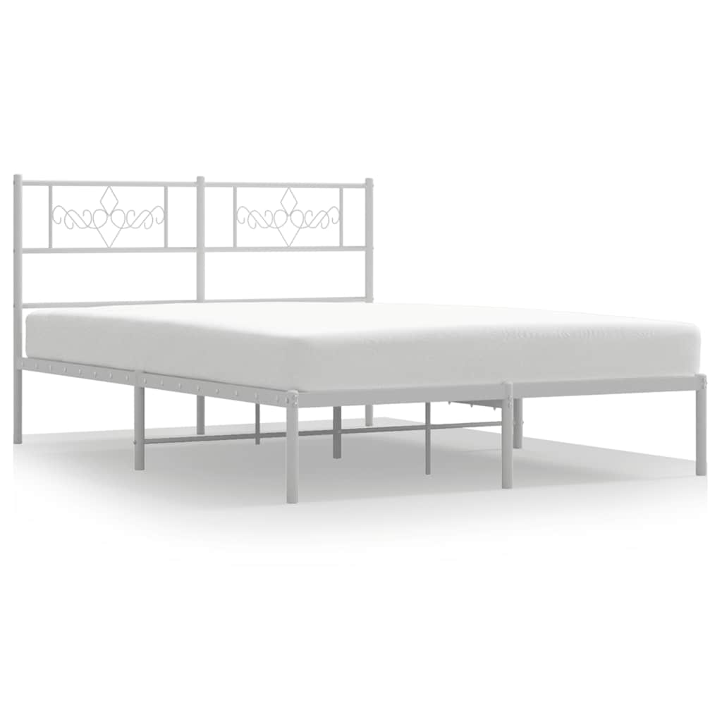 Bedframe met hoofdbord metaal wit 135x190 cm is nu te koop bij PeponiXL, paradijselijk wonen!