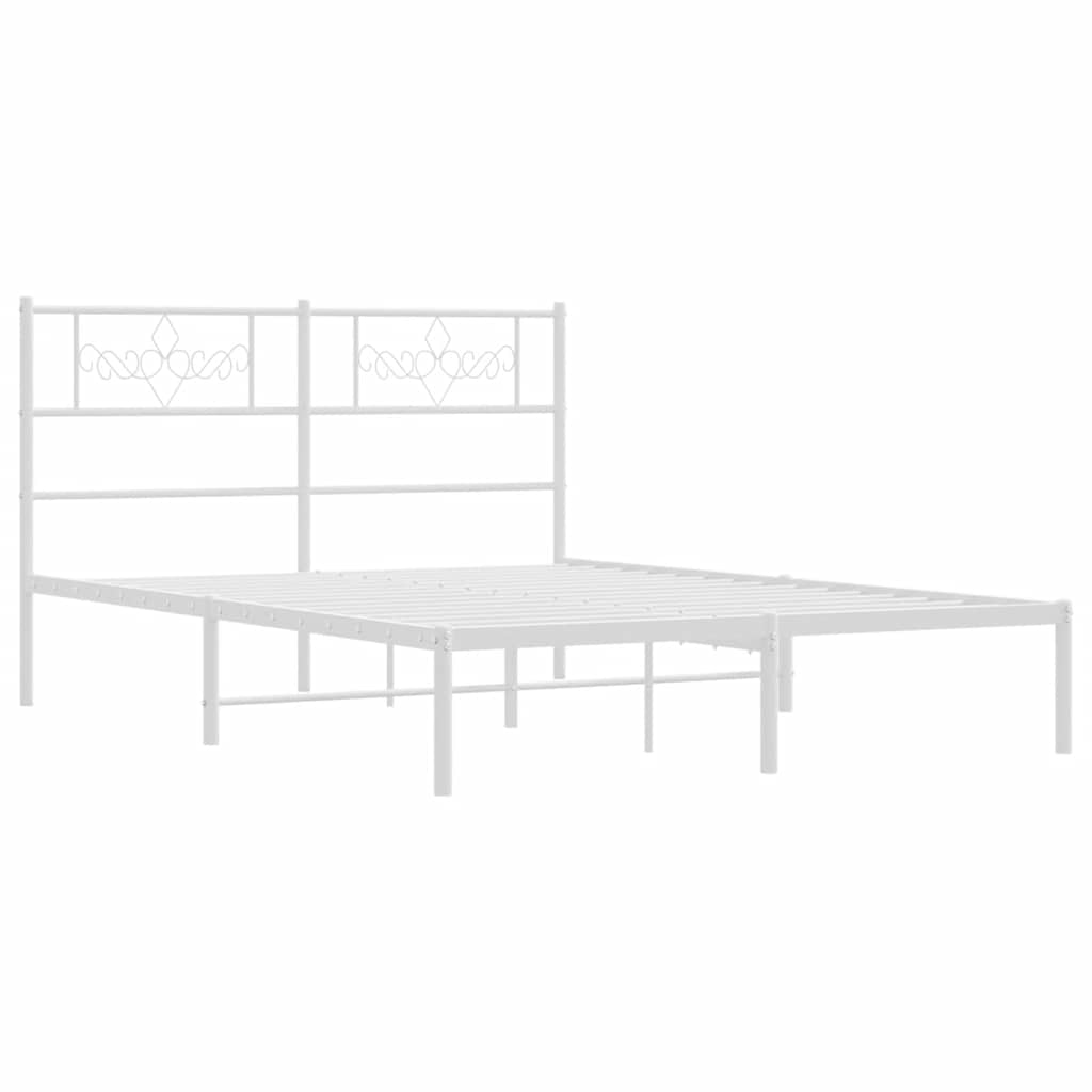 Bedframe met hoofdbord metaal wit 135x190 cm is nu te koop bij PeponiXL, paradijselijk wonen!