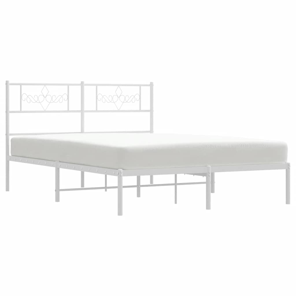 Bedframe met hoofdbord metaal wit 135x190 cm is nu te koop bij PeponiXL, paradijselijk wonen!