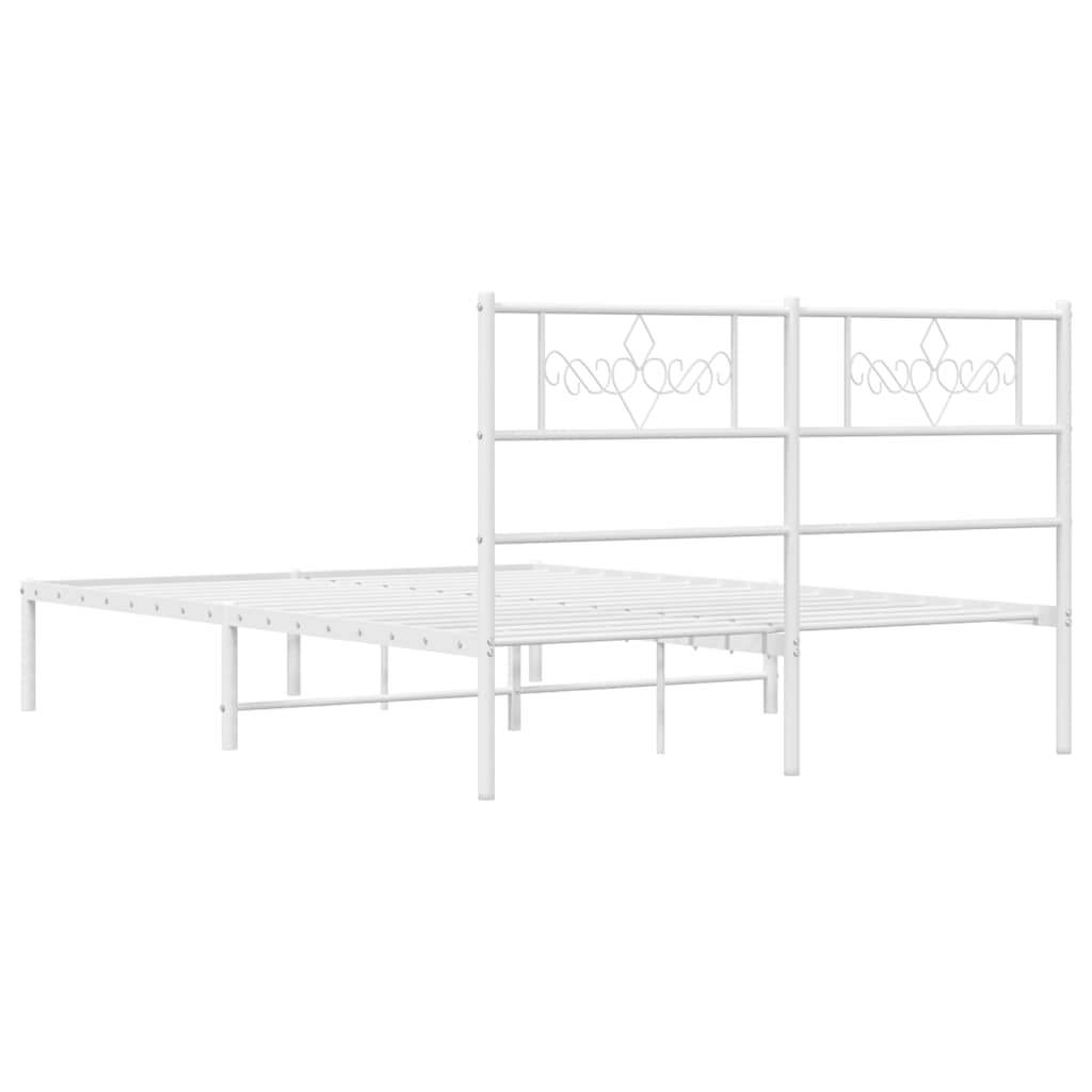 Bedframe met hoofdbord metaal wit 135x190 cm is nu te koop bij PeponiXL, paradijselijk wonen!