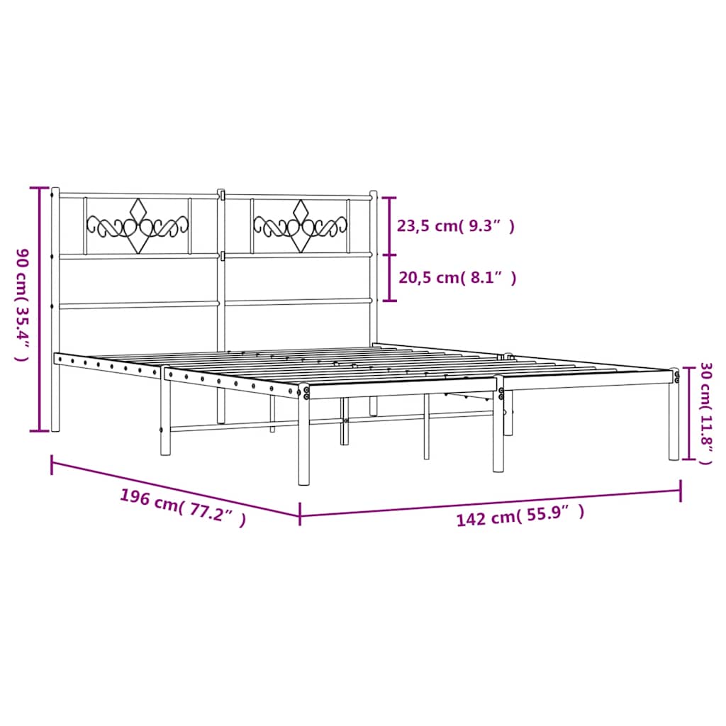 Bedframe met hoofdbord metaal wit 135x190 cm is nu te koop bij PeponiXL, paradijselijk wonen!