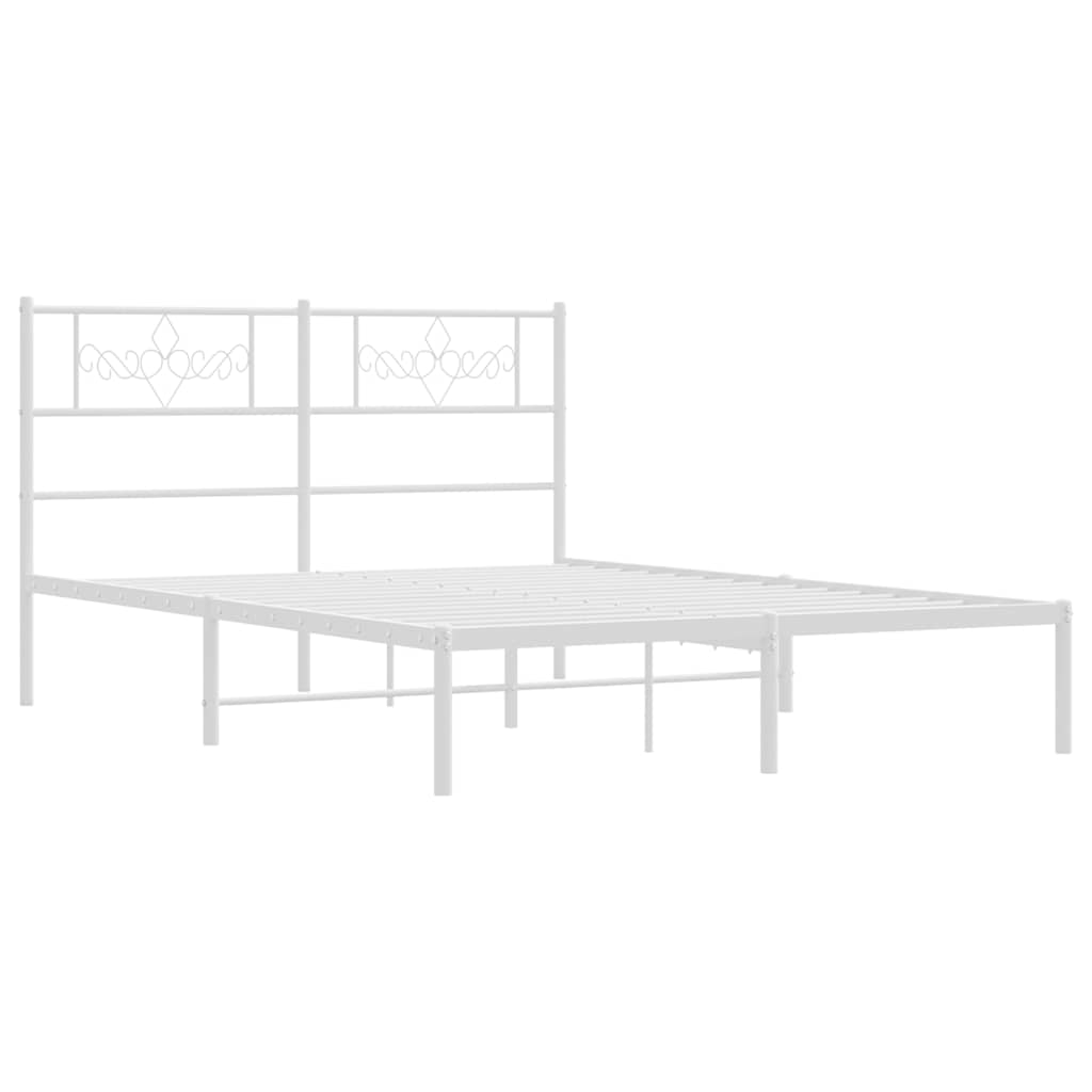 Bedframe met hoofdbord metaal wit 150x200 cm is nu te koop bij PeponiXL, paradijselijk wonen!