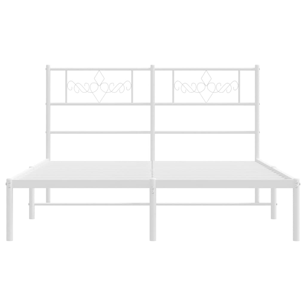 Bedframe met hoofdbord metaal wit 150x200 cm is nu te koop bij PeponiXL, paradijselijk wonen!