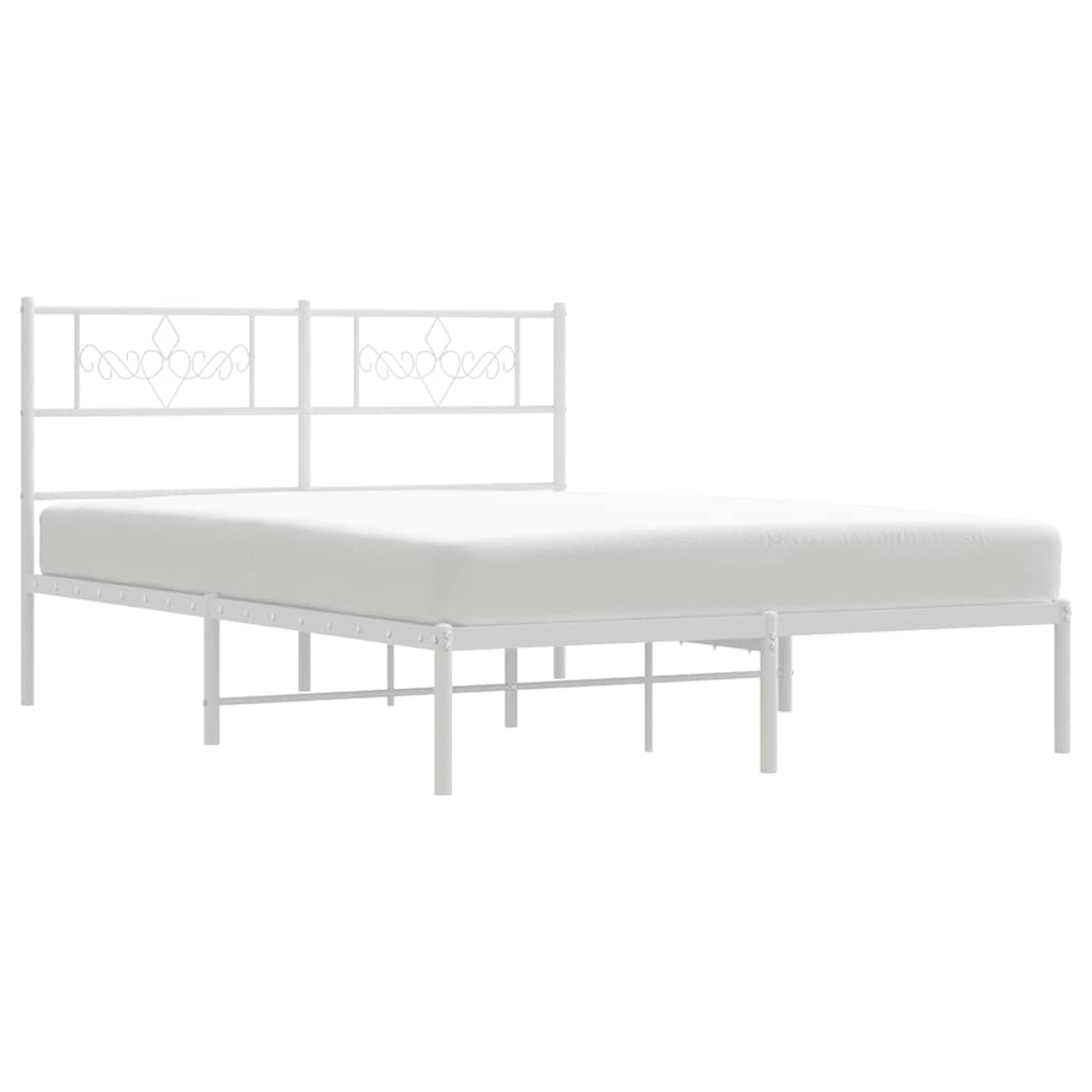 Bedframe met hoofdbord metaal wit 150x200 cm is nu te koop bij PeponiXL, paradijselijk wonen!