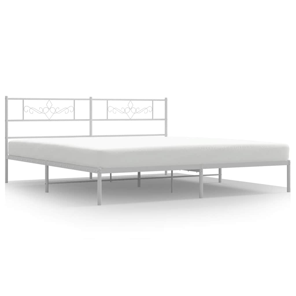 Bedframe met hoofdbord metaal wit 183x213 cm is nu te koop bij PeponiXL, paradijselijk wonen!