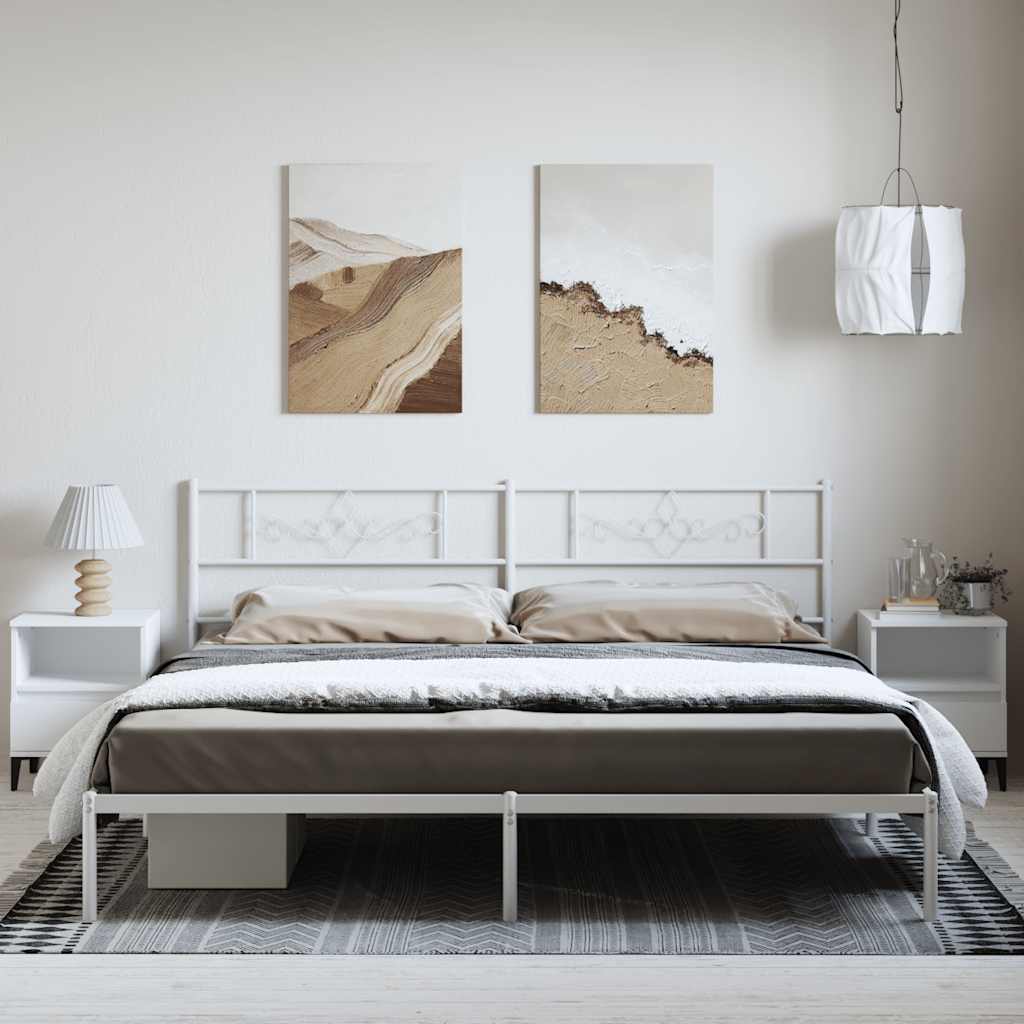 Bedframe met hoofdbord metaal wit 183x213 cm is nu te koop bij PeponiXL, paradijselijk wonen!