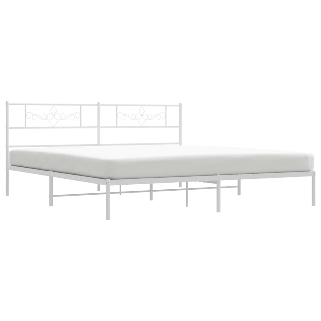 Bedframe met hoofdbord metaal wit 183x213 cm is nu te koop bij PeponiXL, paradijselijk wonen!