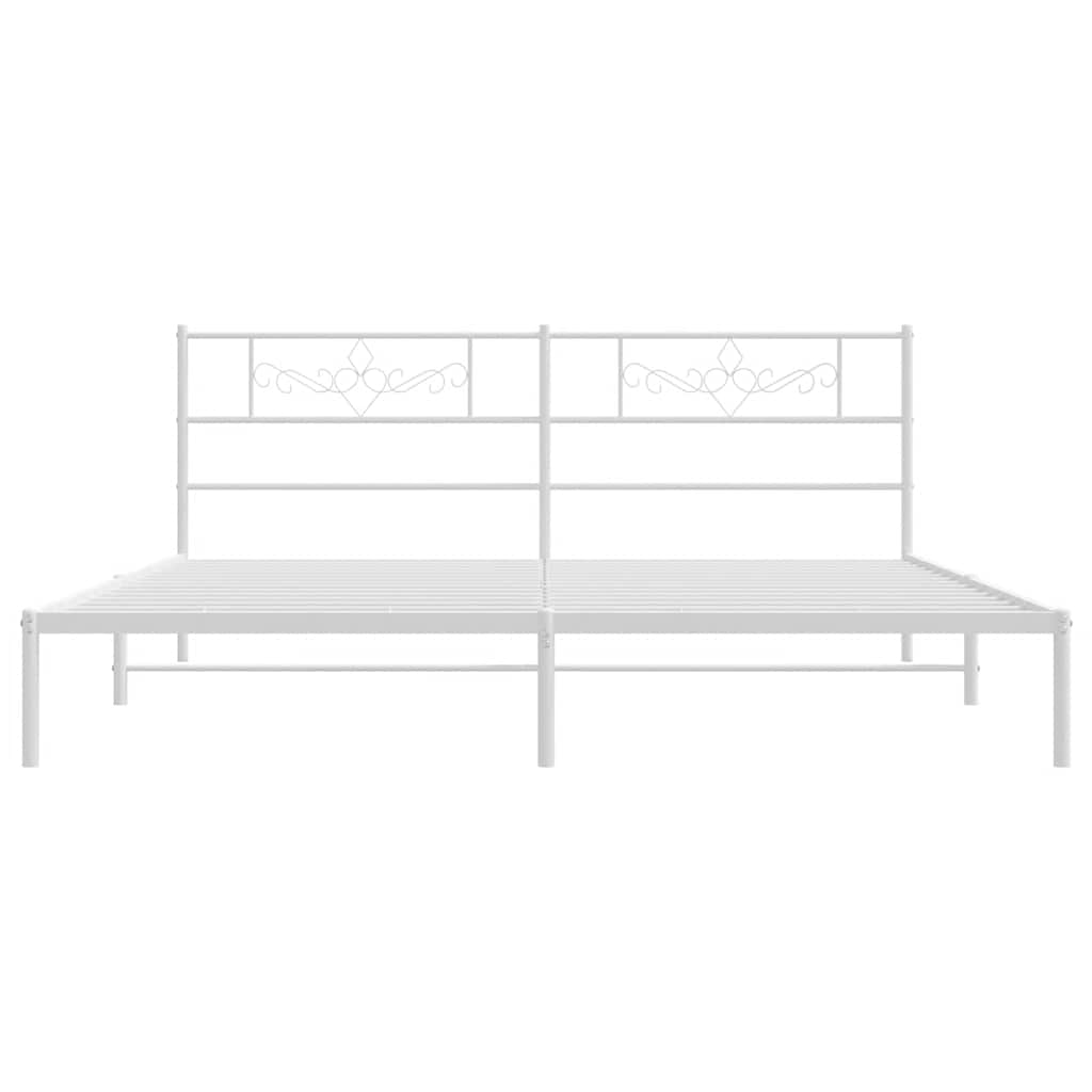 Bedframe met hoofdbord metaal wit 183x213 cm is nu te koop bij PeponiXL, paradijselijk wonen!